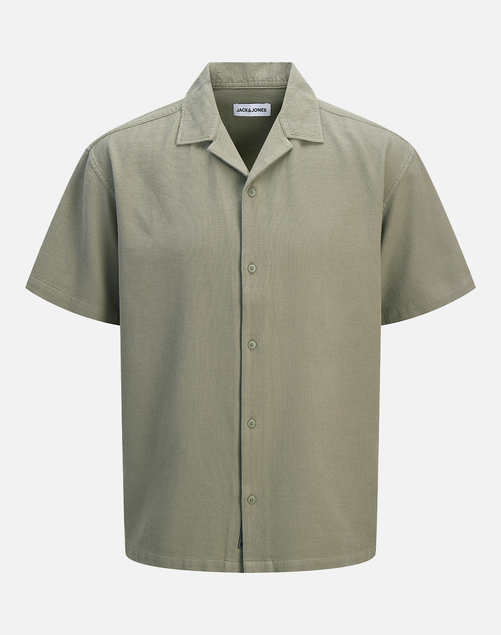 JACK&JONES JJGLOBAL WAFFLE RESORT SHIRT SS 12295551-Vetiver Khaki