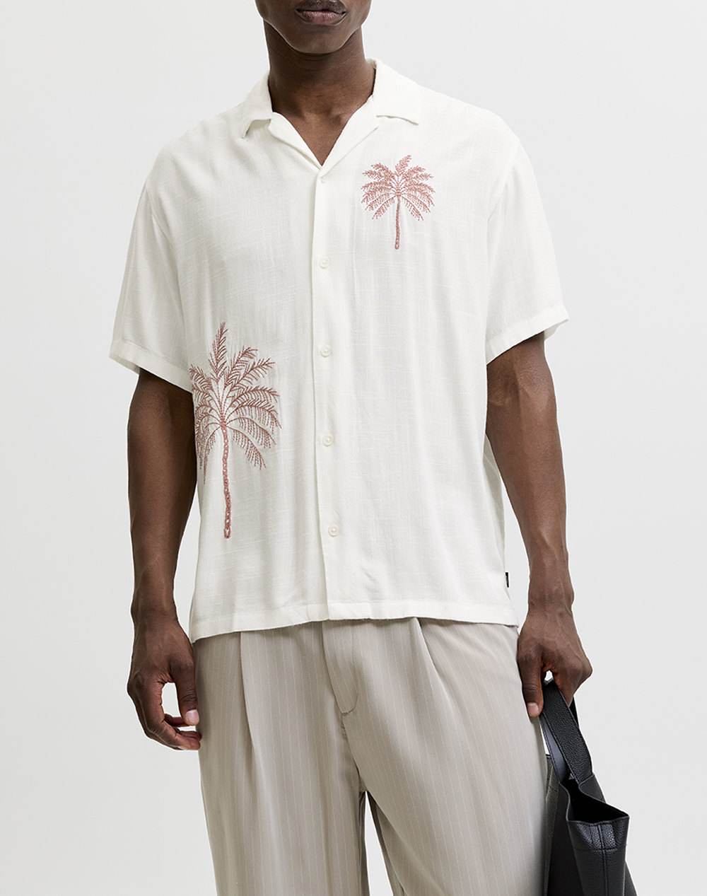 Jack Jones Jprblafred Placement S Shirt 12296413-Cloud Dancerregular Fit Offwhite ανδρικά ρούχα πουκάμισα Politikos Shop Πολιτικός