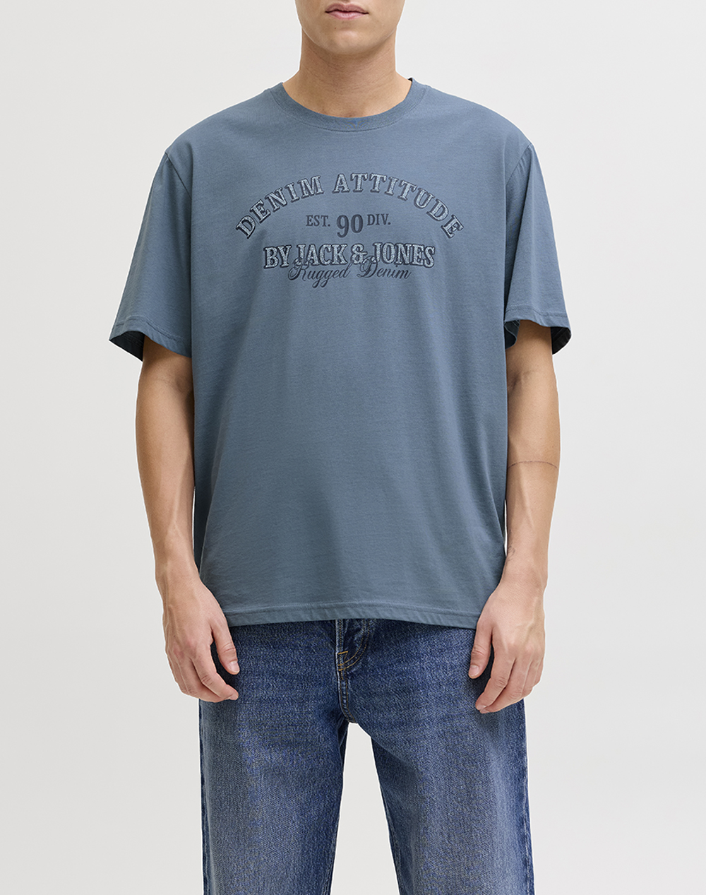 JACK&JONES JJEDENVER GRAPHIC TEE SS O-NECK SN 12291213-Blue Mirage Blue