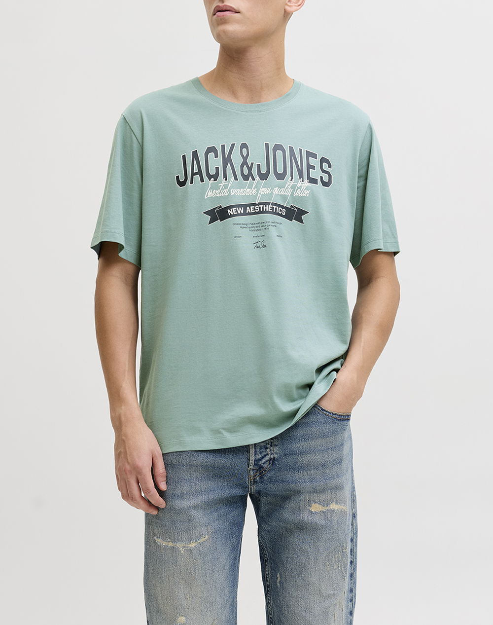 JACK&JONES JJELOGO TEE SS O-NECK 2 COL SS26 SN 12288016-Mineral Blue Ciel