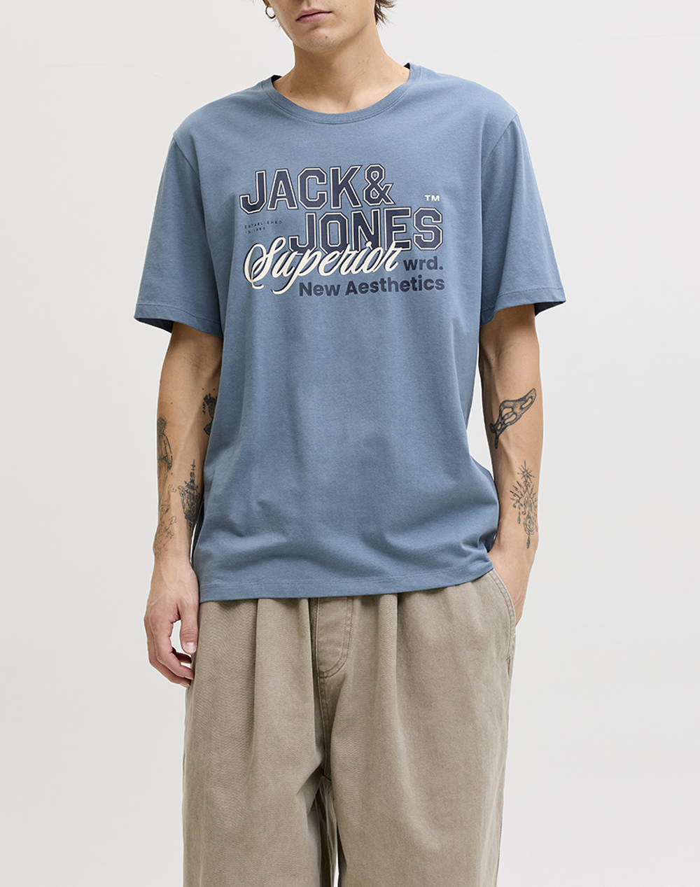 JACK&JONES JJELOGO TEE SS O-NECK 2 COL SS26 SN 12288016-Blue Mirage SkyBlue