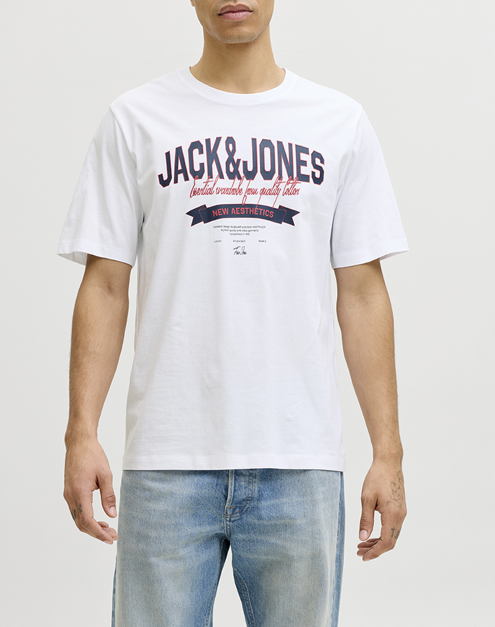JACK&JONES JJELOGO TEE SS O-NECK 2 COL SS26 SN 12288016-BRIGHT WHITE White