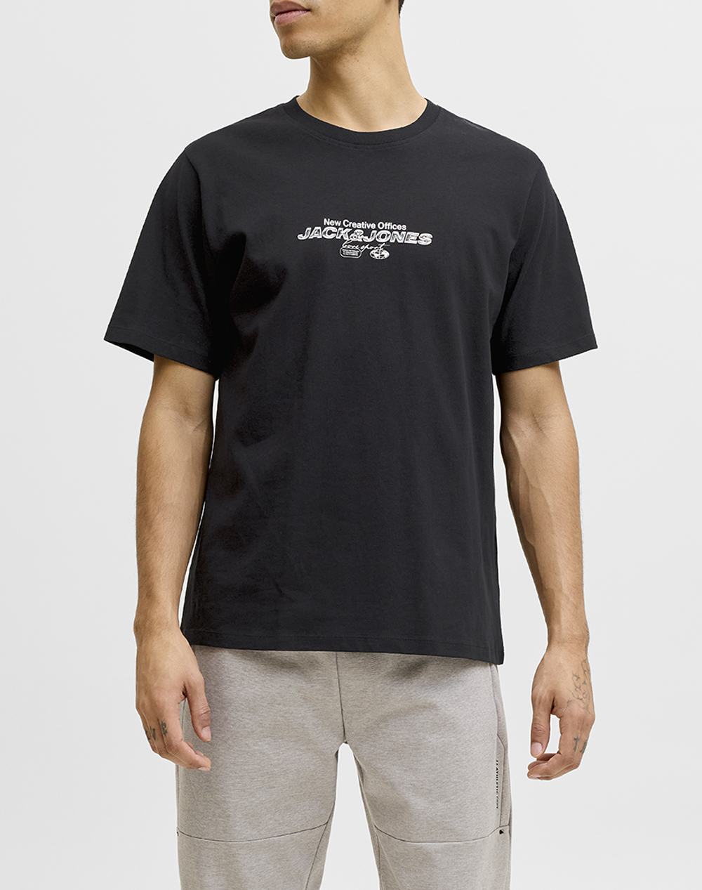 JACK&JONES JCOMINERAL SMALL FRONT PRINT TEE SS CREW 12292555-BLACK Black