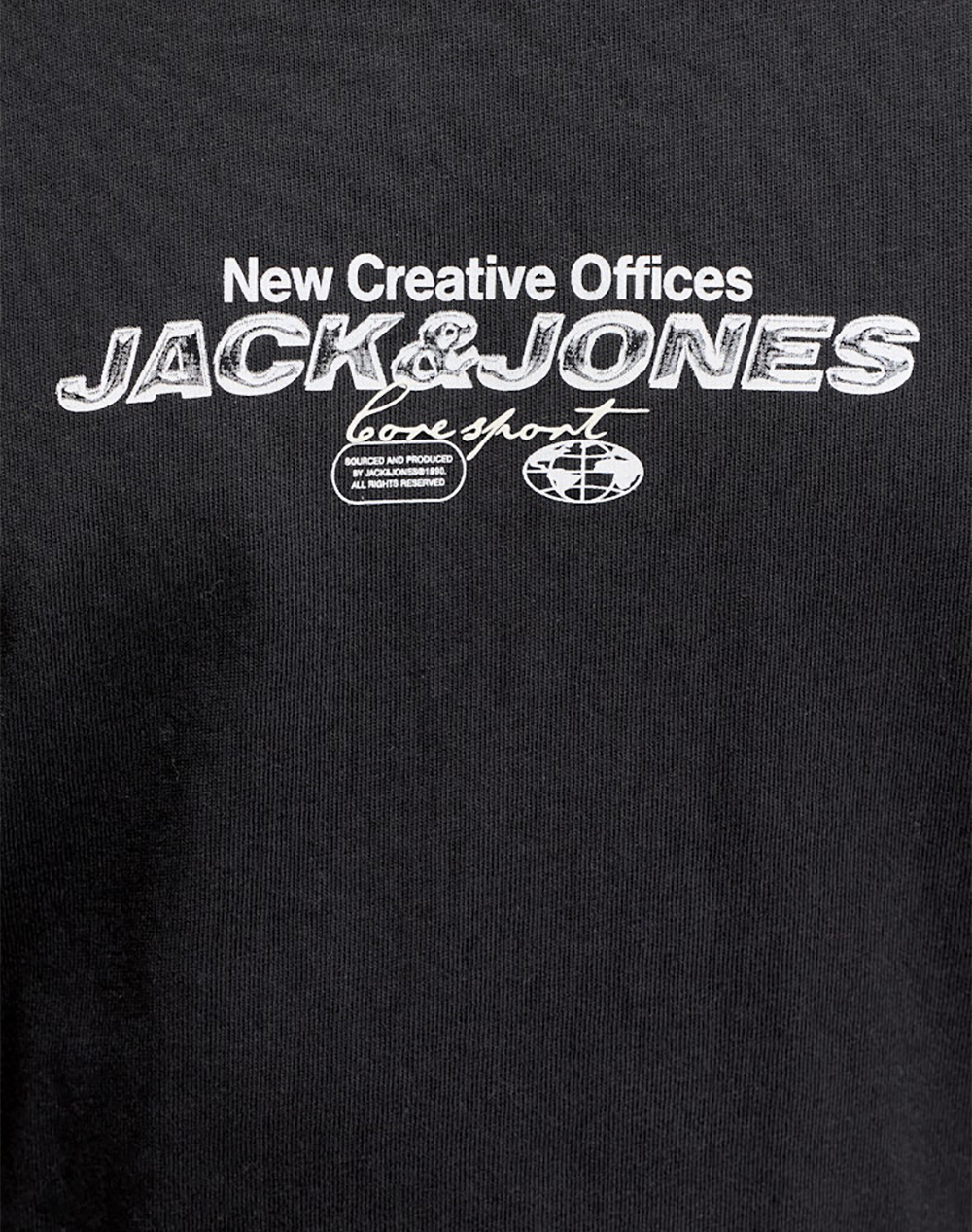 Jack Jones Jcomineral Small Front Print Tee Ss Crew 12292555-Black Black ανδρικά ρούχα μπλούζες T-Shirt Politikos Shop Πολιτικός