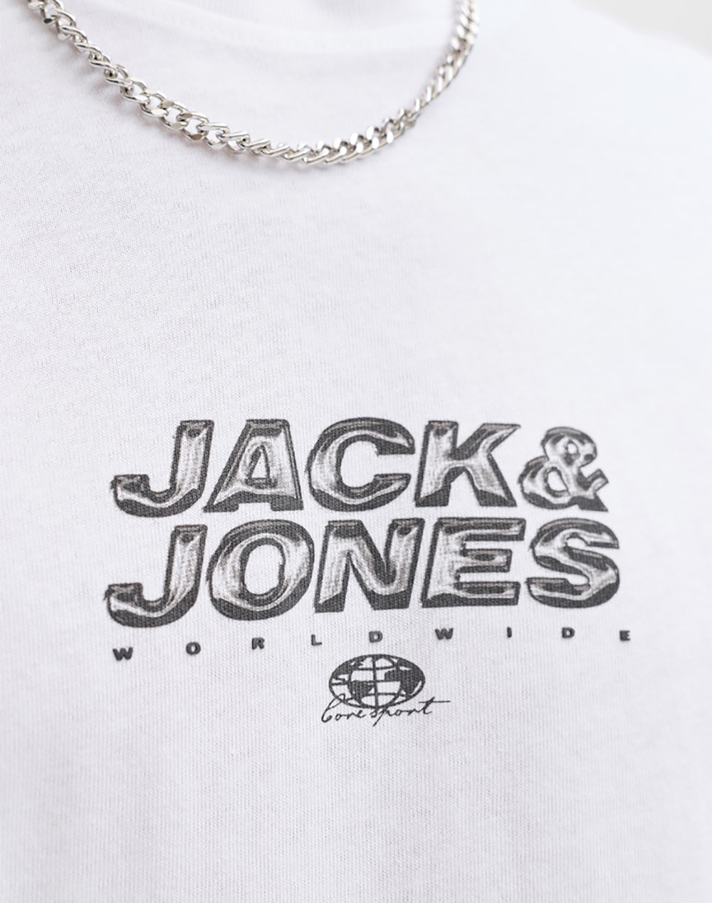 Jack Jones Jcomineral Small Front Print Tee Ss Crew 12292555-Bright White ανδρικά ρούχα μπλούζες T-Shirt Politikos Shop Πολιτικός