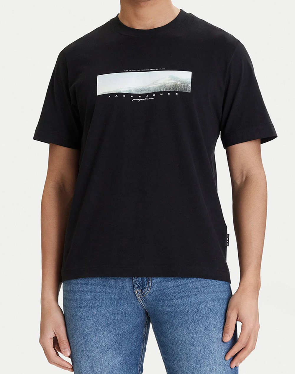 JACK&JONES JCOFUSION PHOTO PRINT TEE SS CREW NECK 12289870-BLACK Black