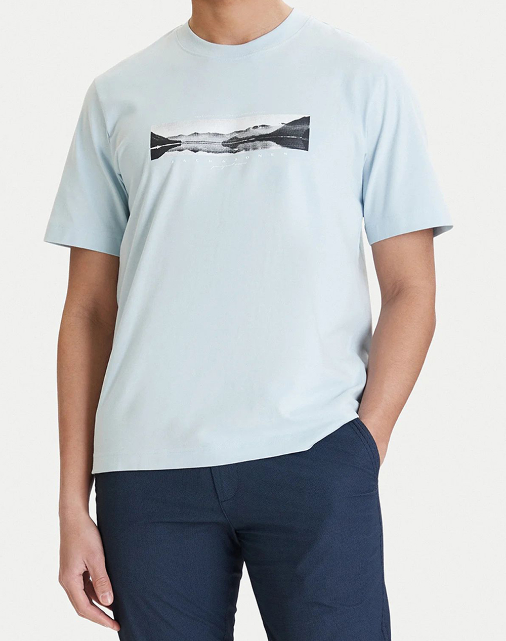 JACK&JONES JCOFUSION PHOTO PRINT TEE SS CREW NECK 12289870-Omphalodes LightBlue