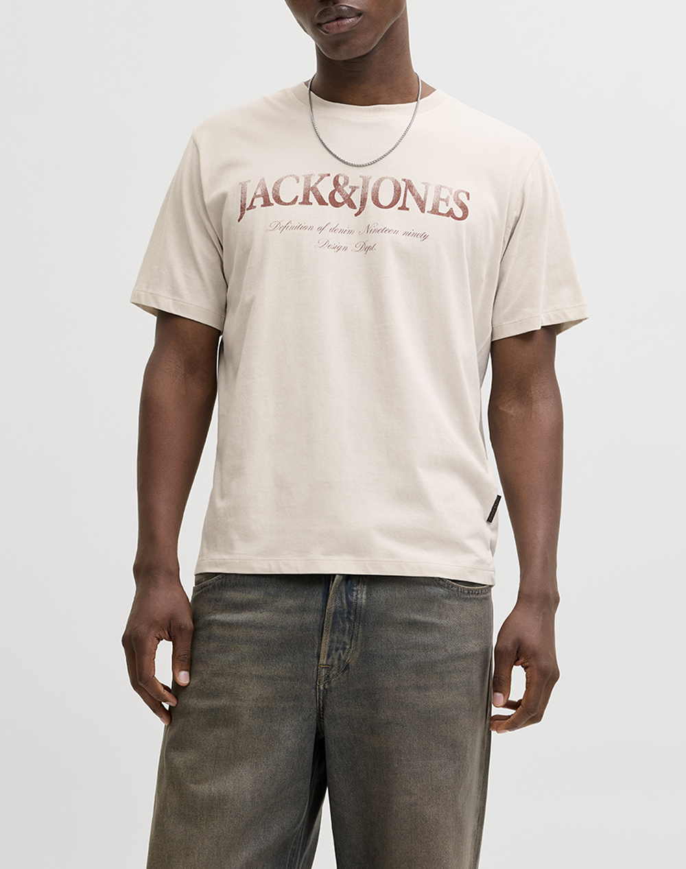 JACK&JONES JJDEVIN DAYTONA PRINT TEE SS CREW LN 12290173-Moonbeam Cream