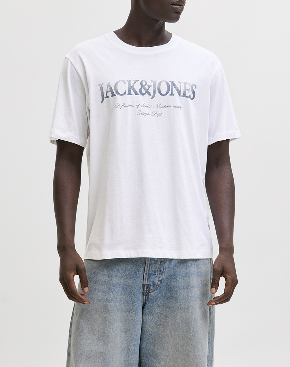 JACK&JONES JJDEVIN DAYTONA PRINT TEE SS CREW LN 12290173-BRIGHT WHITE White