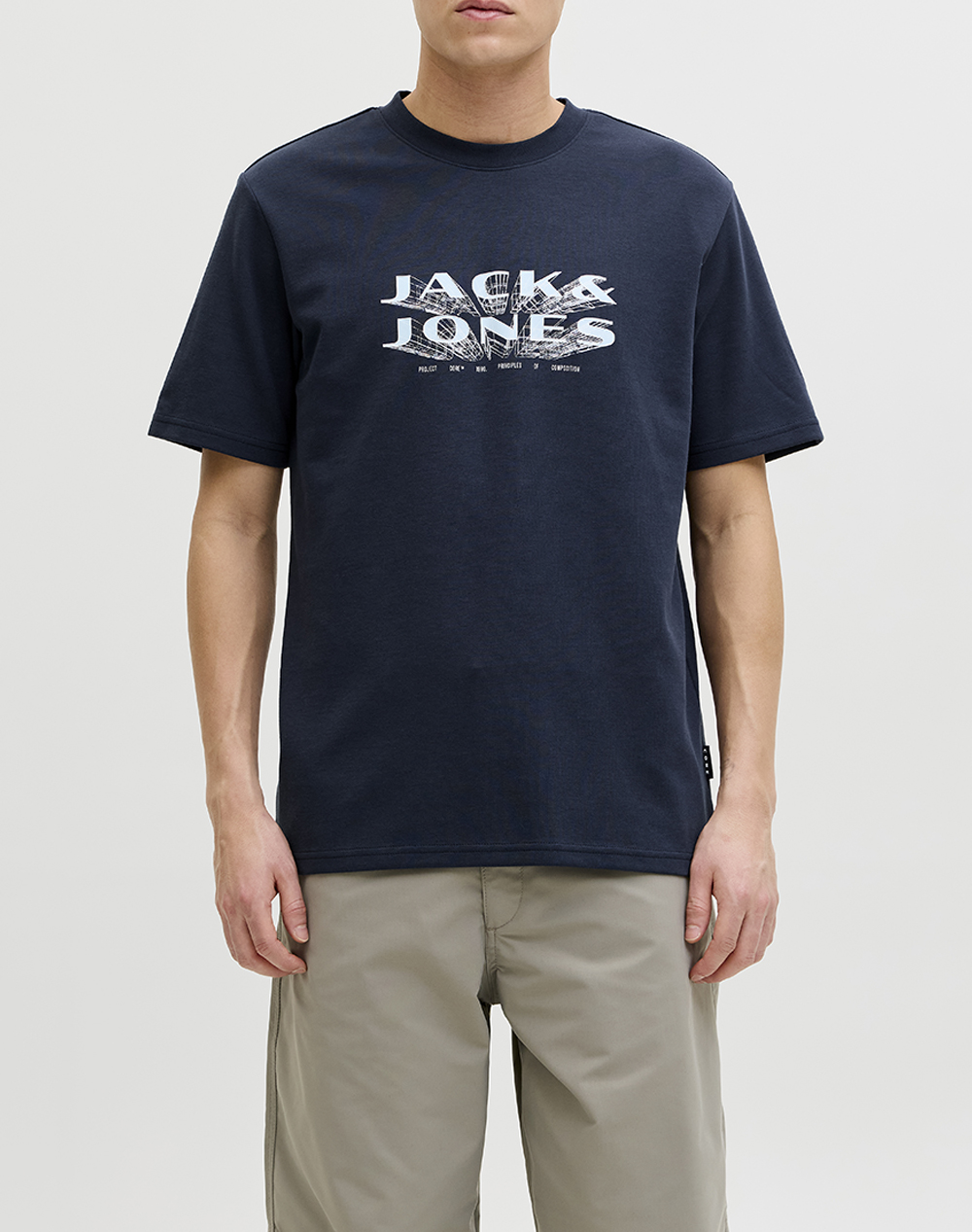 JACK&JONES JCOFUSION JJ BRANDING TEE SS CREW NECK 12289880-Outer Space DarkBlue
