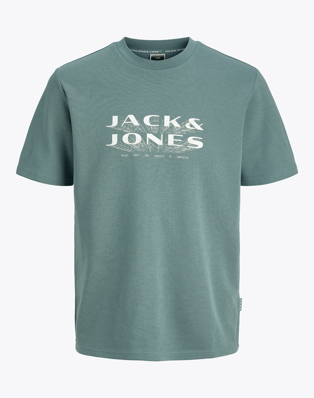 JACK&JONES JCOFUSION JJ BRANDING TEE SS CREW NECK 12289880-North Atlantic Mixed