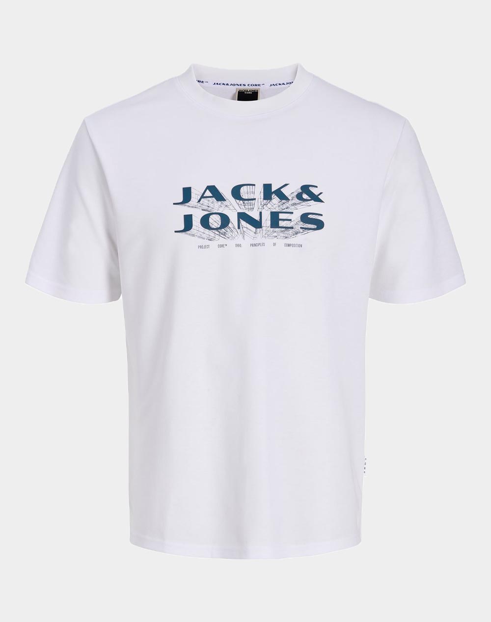 JACK&JONES JCOFUSION JJ BRANDING TEE SS CREW NECK 12289880-BRIGHT WHITE White