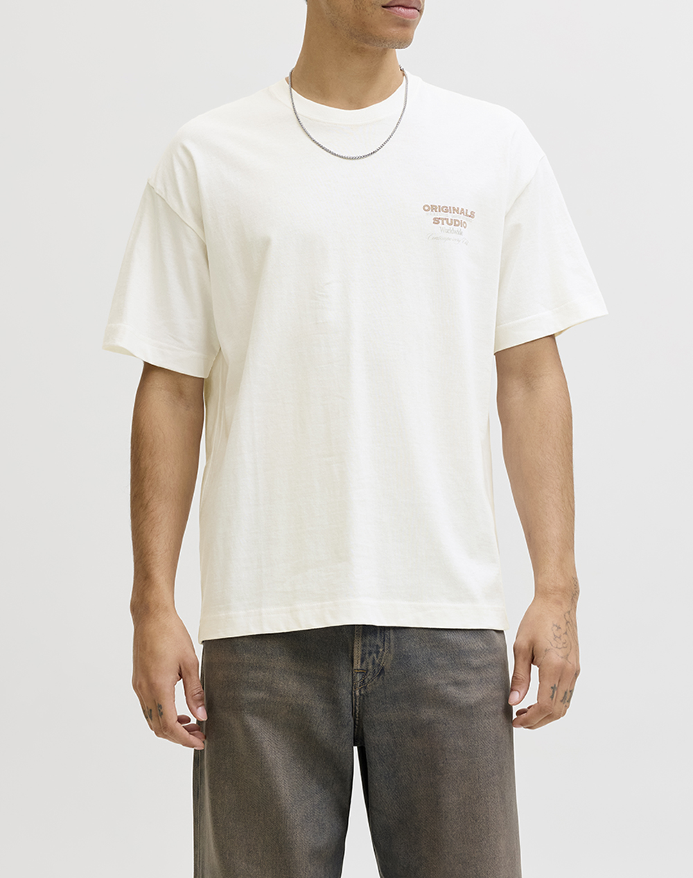 JACK&JONES JORUPSTATE GRAPHIC BACK TEE SS CN 12291667-Cloud Dancer OffWhite
