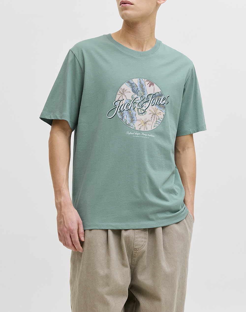 JACK&JONES JJHONOLULU SHAPE TEE SS CREW NECK LN 12288088-Mineral Blue Aqua