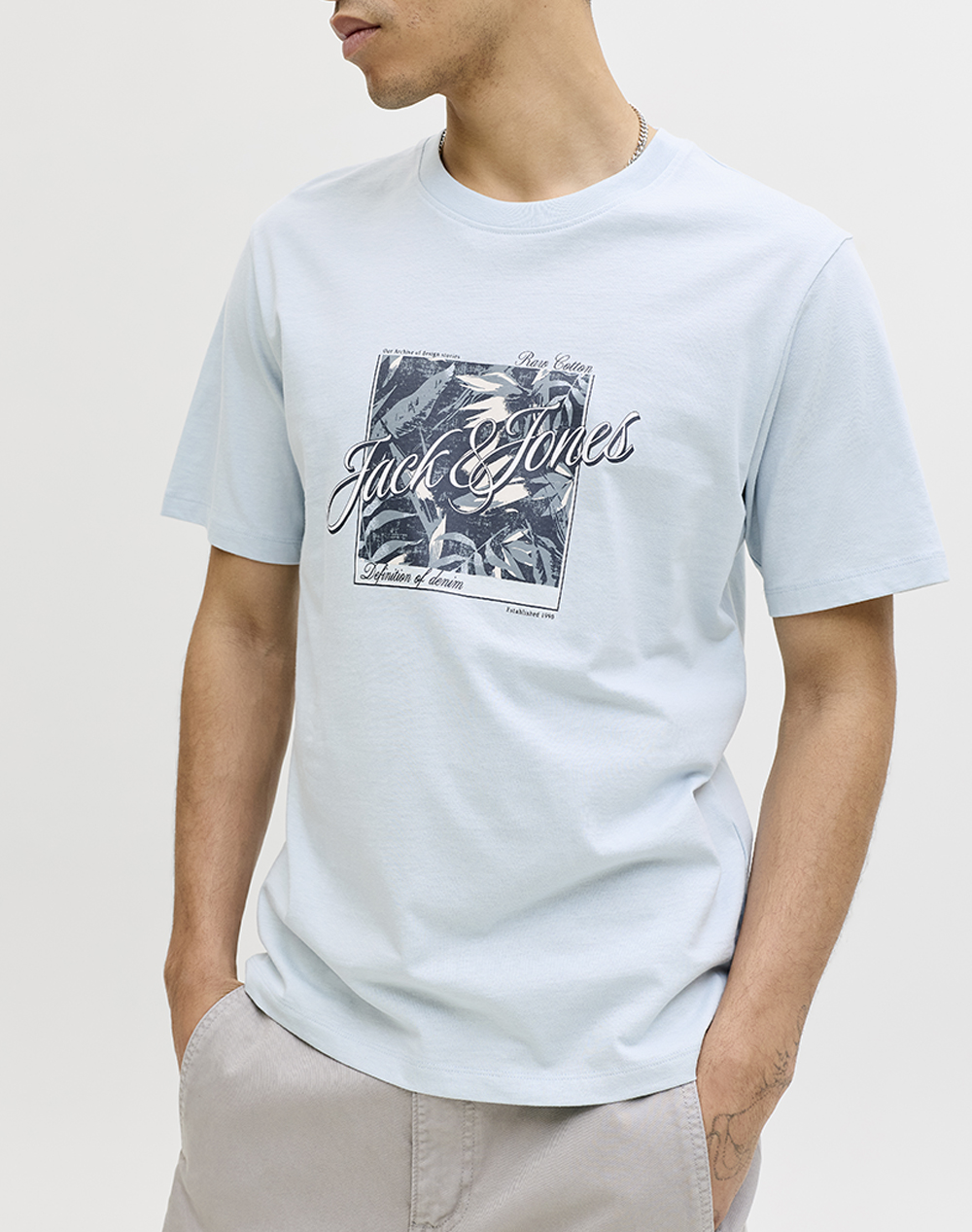 JACK&JONES JJHONOLULU SHAPE TEE SS CREW NECK LN 12288088-CELESTIAL BLUE LightBlue