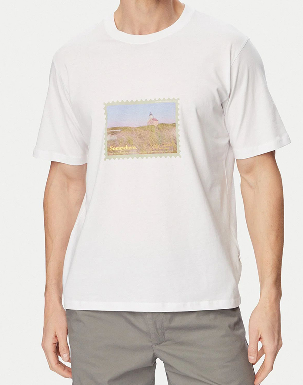 JACK&JONES JORMONTAUK PHOTO TEE SS CN 12290890-BRIGHT WHITE White