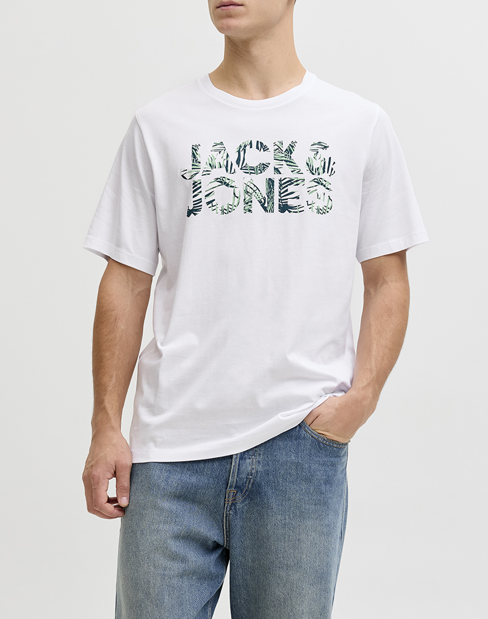 Jack&Jones Ανδρικό T-Shirt Κοντομάνικο Άσπρο Οργανικό Βαμβάκι