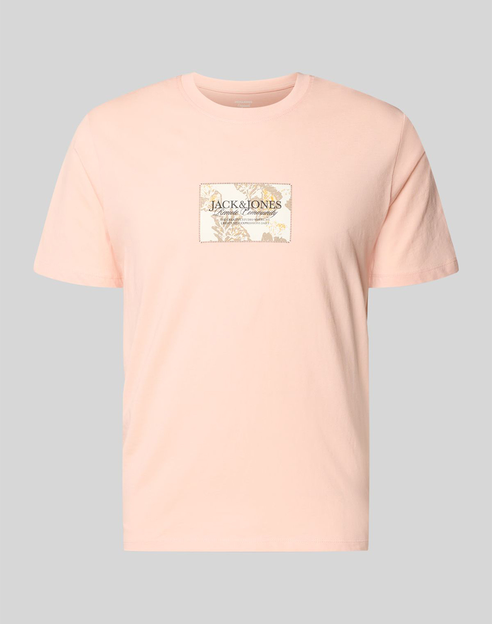 JACK&JONES JORMONTAUK FRONT TEE SS CREW NECK FST 12297890-Peach Melba Coral