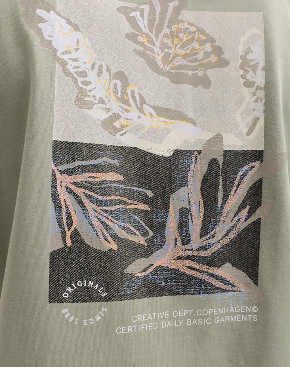 Jackl Jones Jormontauk Aop Back Tee Ss Crew Neck Sn 12292148-Seagrass Lightgreen ανδρικά ρούχα μπλούζες T-Shirt Politikos Shop Πολιτικός
