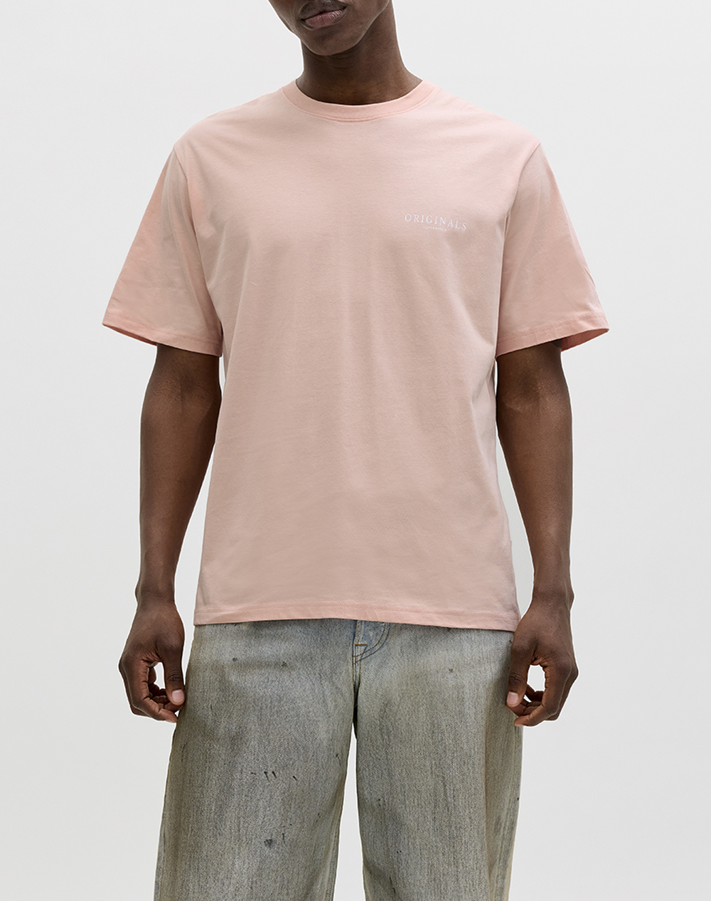 JACKL&JONES JORMONTAUK AOP BACK TEE SS CREW NECK SN 12292148-Peach Melba LightPink
