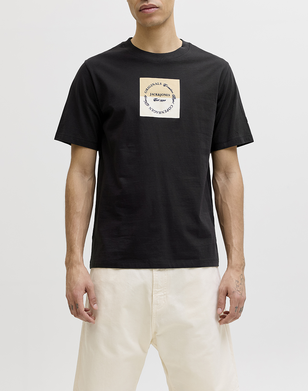 JACK&JONES JORCATSKILLS SQUARE BRANDING TEE SSCN LN 12290856-BLACK Black