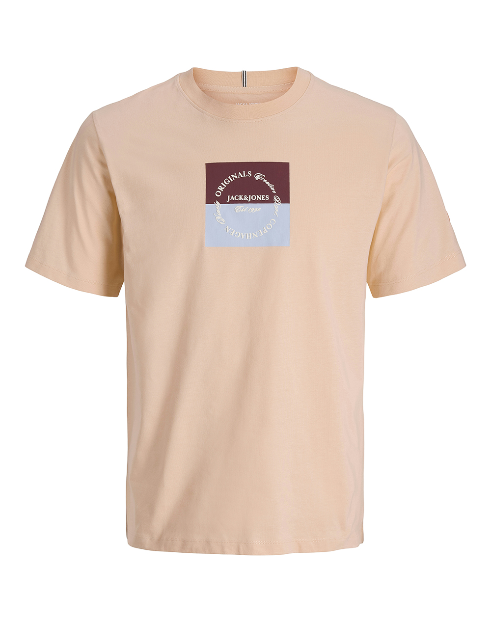 JACK&JONES JORCATSKILLS SQUARE BRANDING TEE SSCN LN 12290856-Peach Melba LightCoral