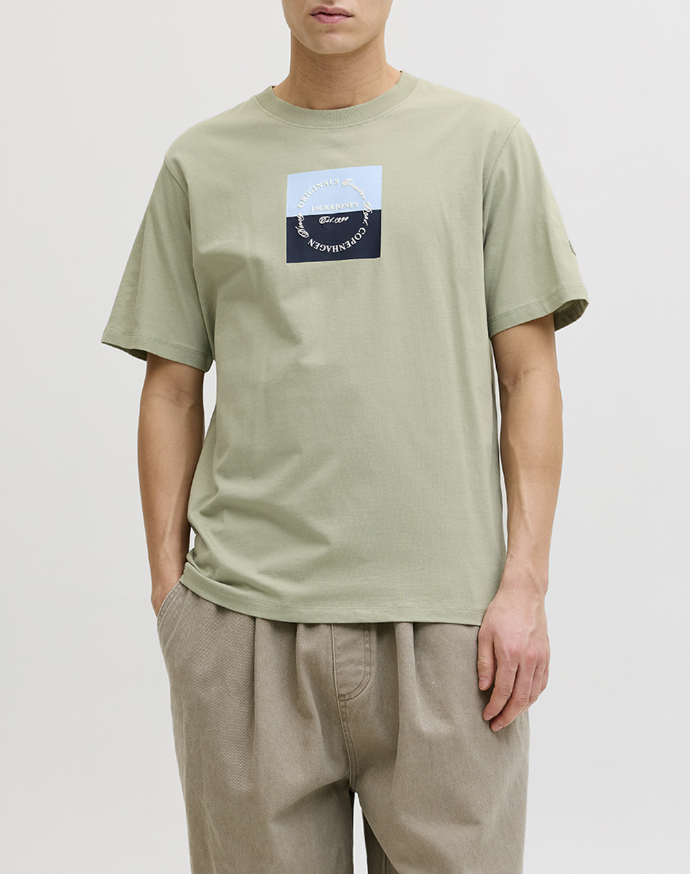 Jack&Jones Ανδρικό T-Shirt Κοντομάνικο Ανοιχτό Πράσινο Οργανικό Βαμβάκι