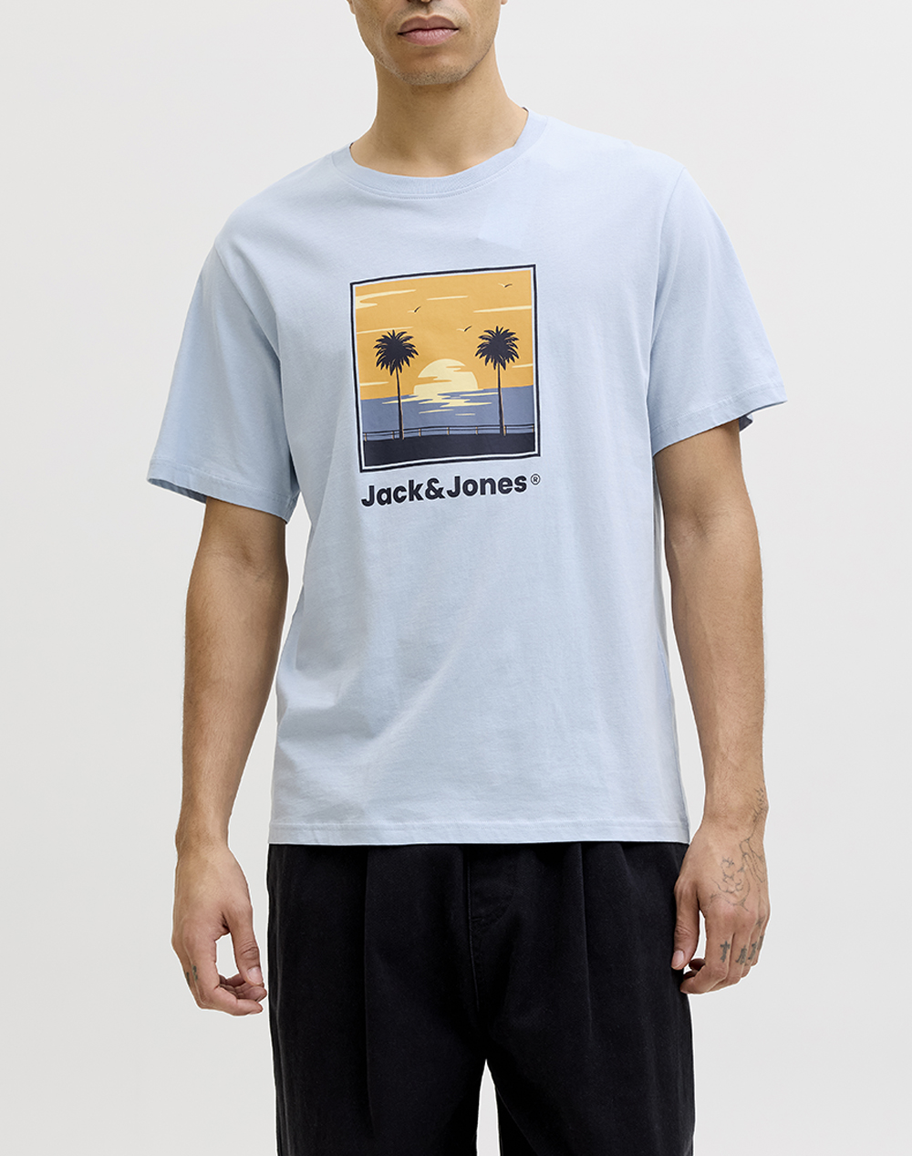 JACK&JONES JJPERRY TEE SS CREW NECK 12288351-CELESTIAL BLUE Ciel