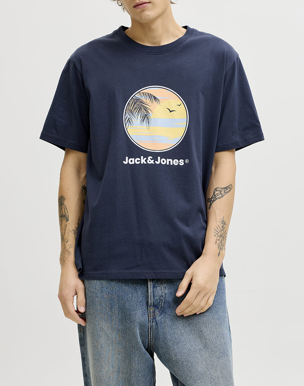 JACK&JONES JJPERRY TEE SS CREW NECK 12288351-Navy Blazer DarkBlue