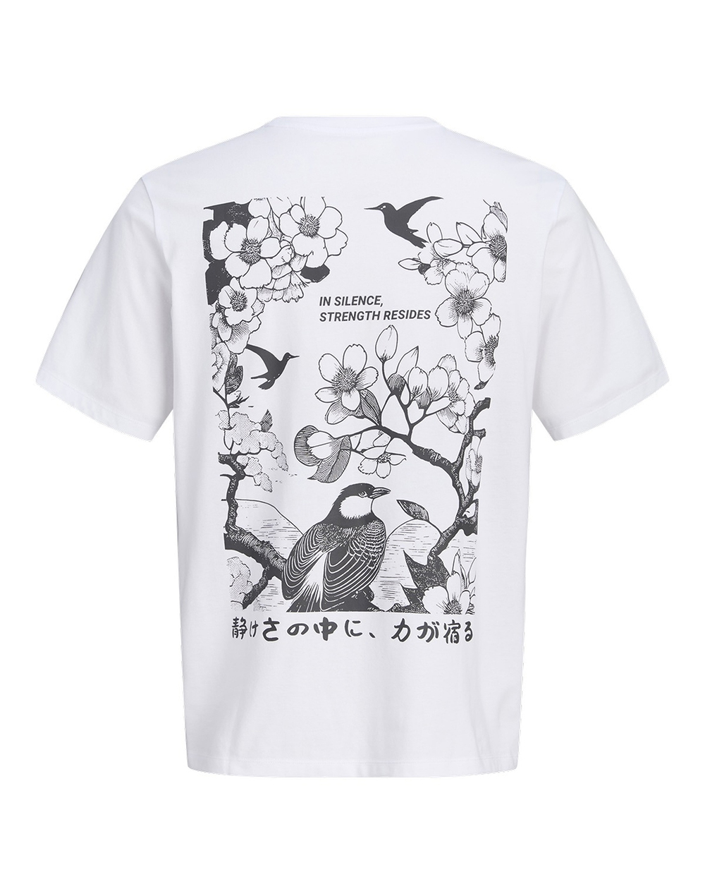JACK&JONES JJOSAKA BACK PRINT TEE SS CREW NECK 12297699-Bright WhiteFLOWER OffWhite