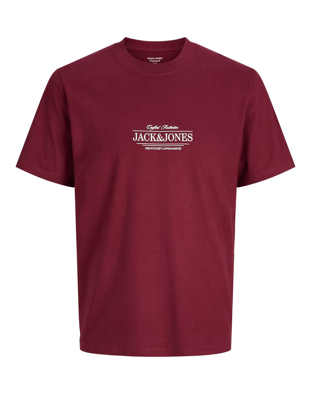 JACK&JONES JORCASSIS MINIMAL TEE SS CREW NECK 12295049-Cabernet Bordeux