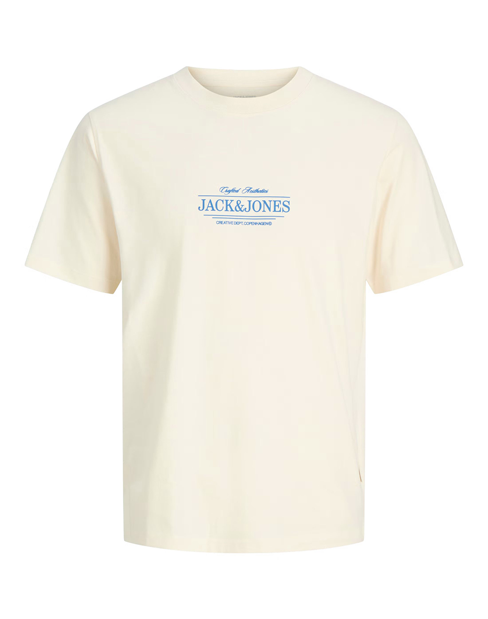 JACK&JONES JORCASSIS MINIMAL TEE SS CREW NECK 12295049-Antique White Cream