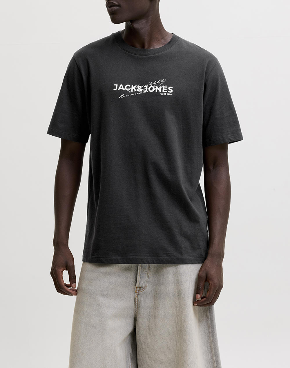 JACK&JONES JCOETERNA FRONT PRINT TEE SS CREW FST 12298583-BLACK Black