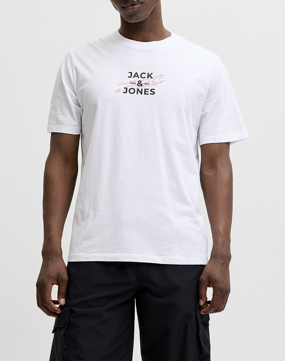 JACK&JONES JCOETERNA FRONT PRINT TEE SS CREW FST 12298583-BRIGHT WHITE White