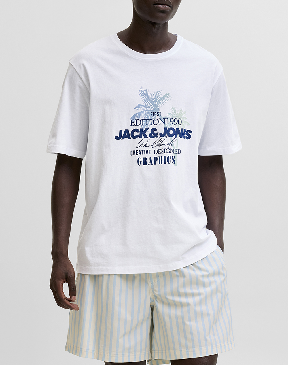 JACK&JONES JJGRADIENT PRINT TEE SS CREW NECK LN 12288094-BRIGHT WHITE White