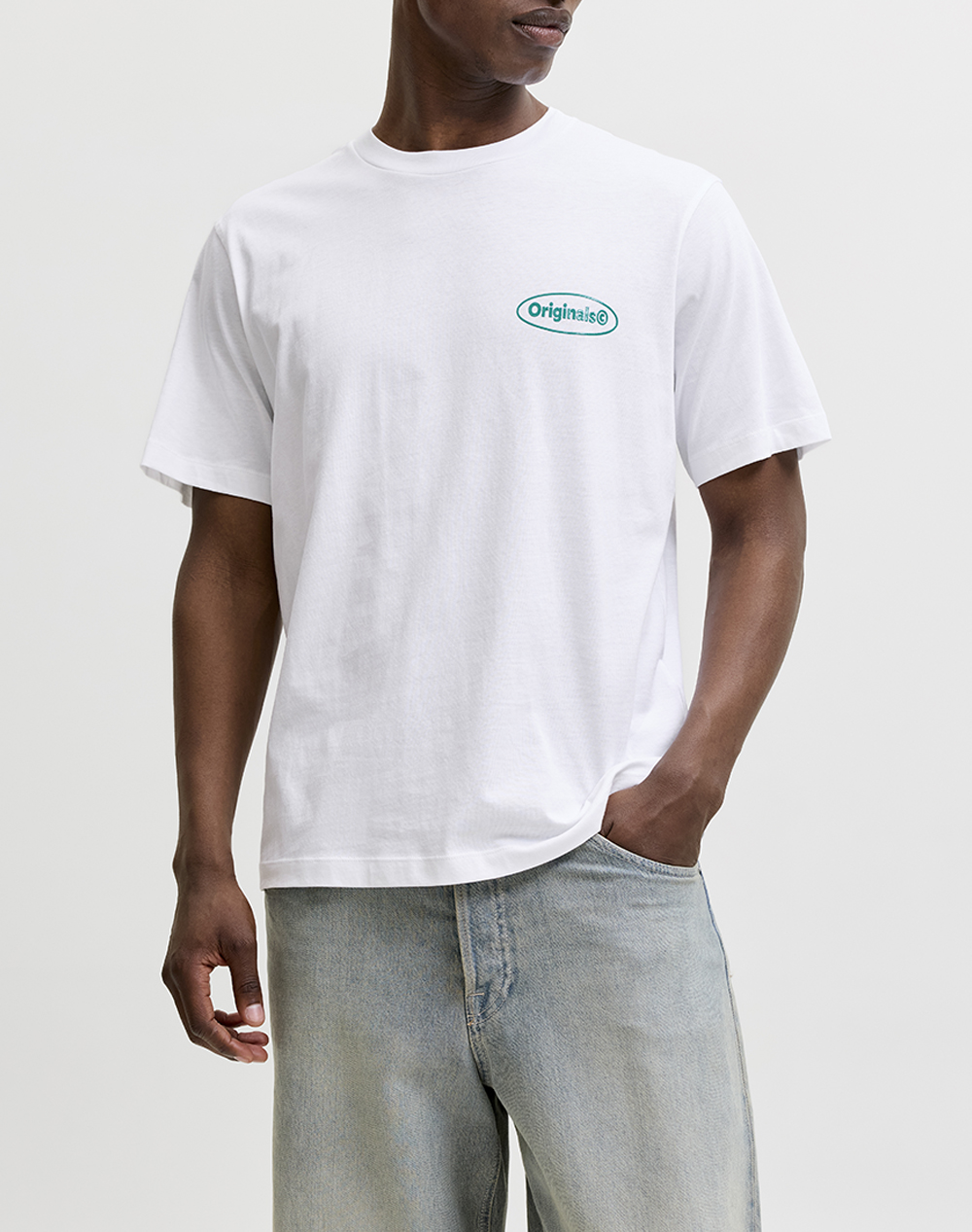 Jack Jones Jorriviera Vintage Poster Back Tee Ss Cn 12295202-Bright White ανδρικά ρούχα μπλούζες T-Shirt Politikos Shop Πολιτικός