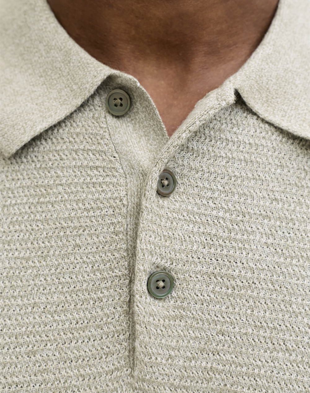 Jack Jones Jprbluriley Knit Polo Ss Sn 12292034-Mermaidtwist Biege ανδρικά ρούχα μπλούζες Politikos Shop Πολιτικός
