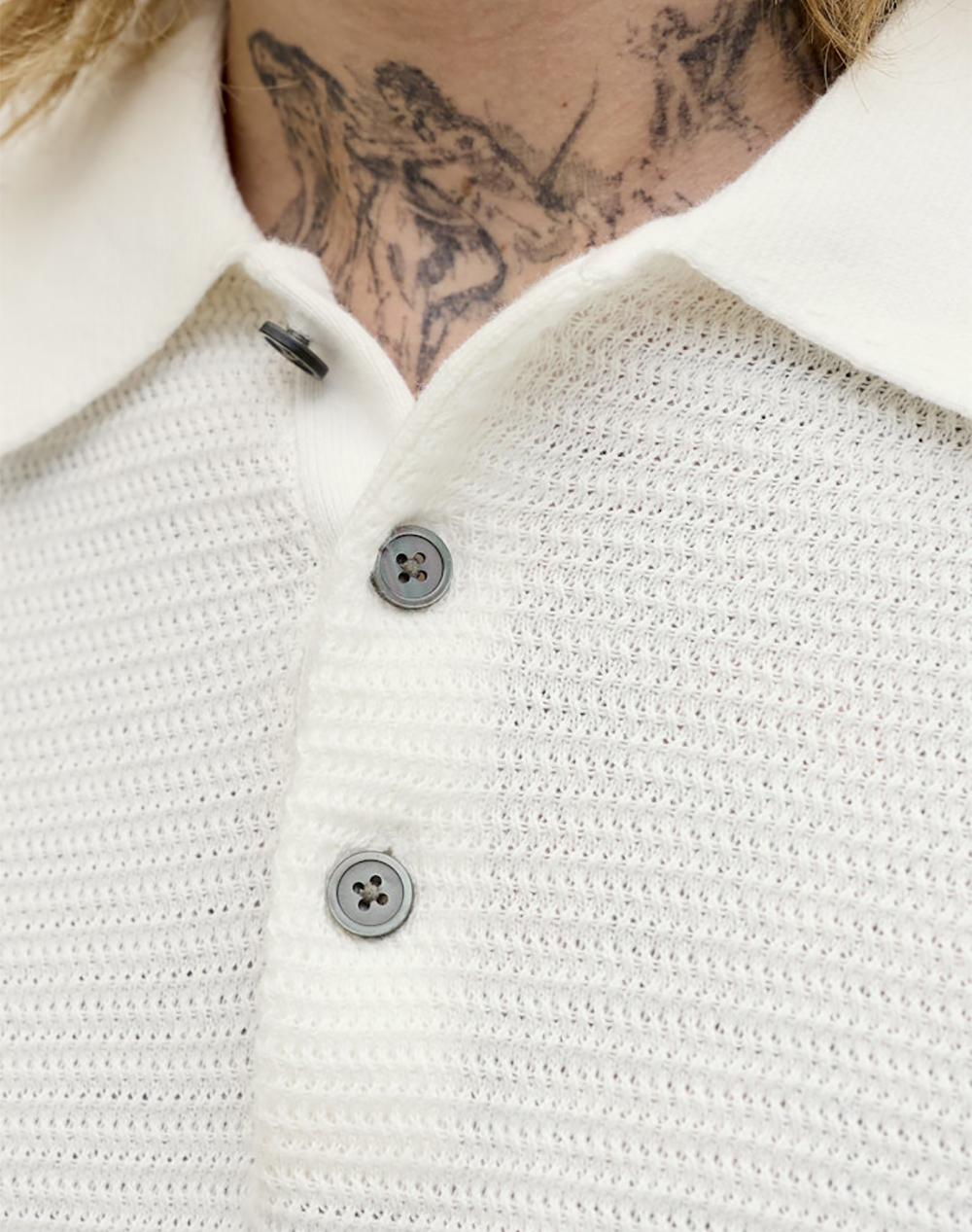 Jack Jones Jprbluriley Knit Polo Ss Sn 12292034-Cloud Dancer Cream ανδρικά ρούχα μπλούζες Politikos Shop Πολιτικός