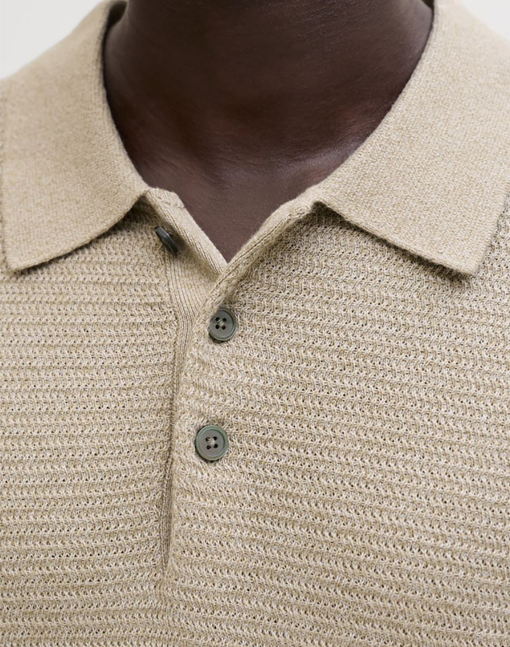 Jack Jones Jprbluriley Knit Polo Ss Sn 12292034-Lemon Peppertwist Sandybrown ανδρικά ρούχα μπλούζες Politikos Shop Πολιτικός