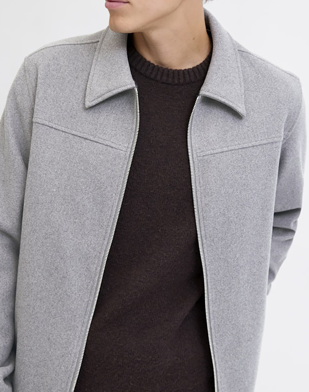 JJ REBEL JREBMAZE SHORT JACKET 12285172-Dark Grey Melange Gray φωτογραφία