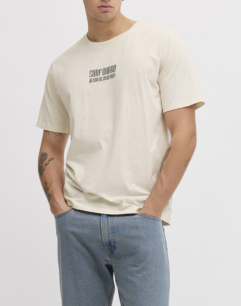 JJREBEL JREBASHER SS TEE 12290832-Whitecap GraySURF BOARD Cream
