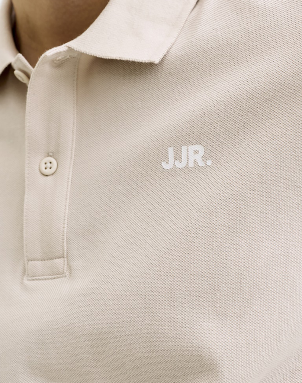 Jjrebel Jrebrebel Logo Polo Ss 12264439-Moonbeam Biege ανδρικά ρούχα μπλούζες Politikos Shop Πολιτικός
