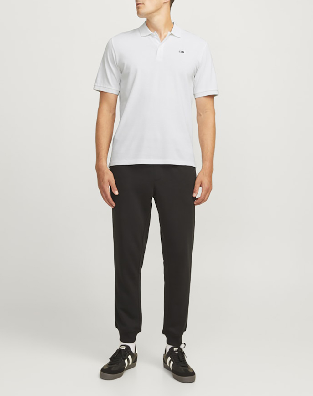 Jjrebel Jrebrebel Logo Polo Ss 12264439-White White ανδρικά ρούχα μπλούζες Politikos Shop Πολιτικός
