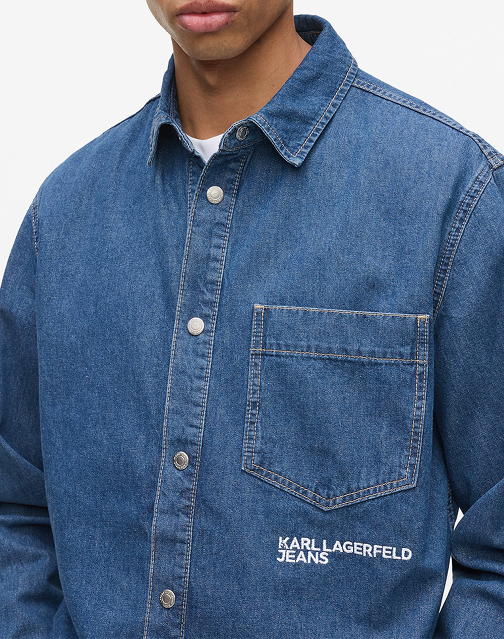 Karl Lagerfeld Jeans Klj Regular Denim Shirt A4M16001-1Ex Denimblue ανδρικά ρούχα πουκάμισα Politikos Shop Πολιτικός