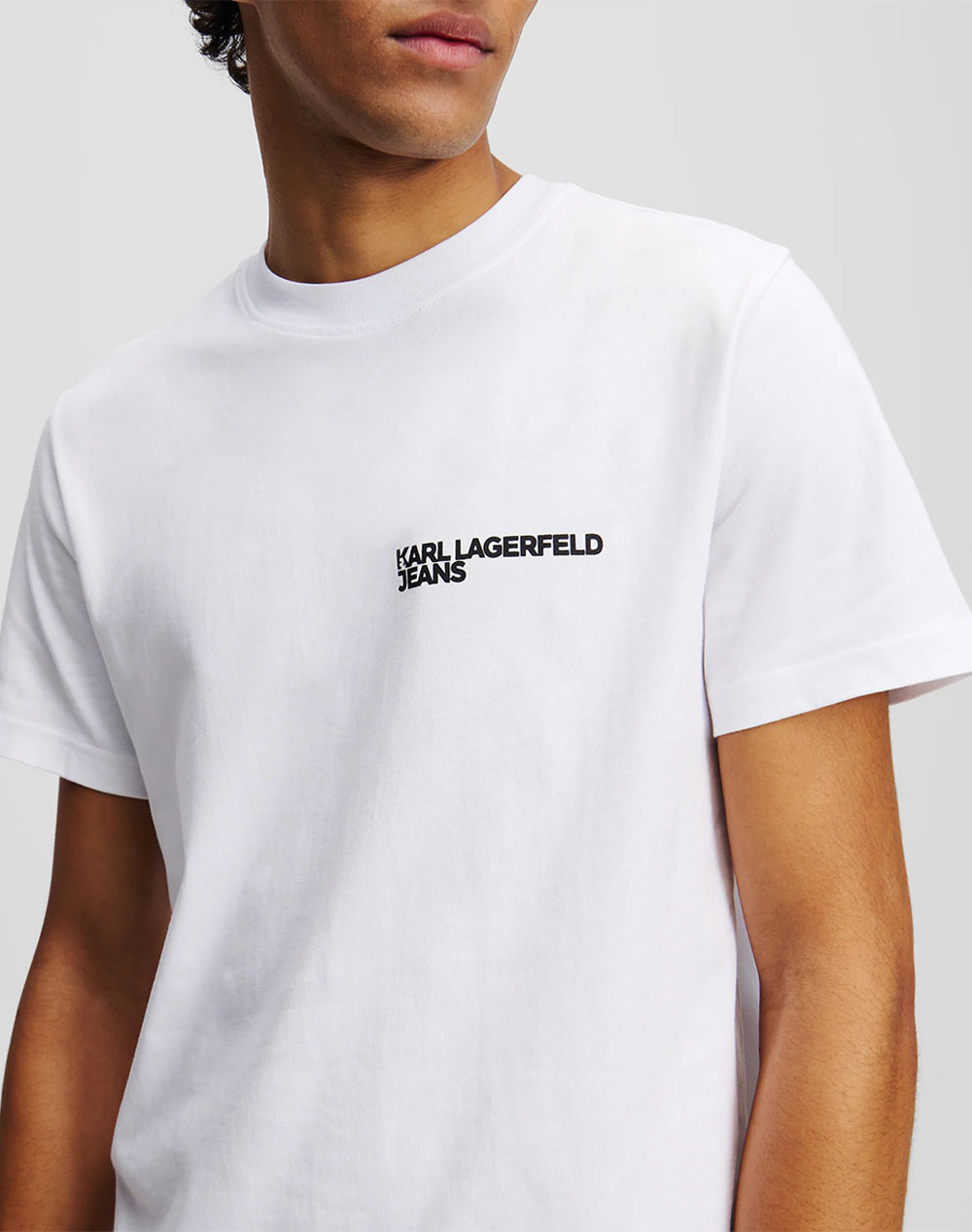 Karl Lagerfeld Jeans Klj Slim Ss Tee A1M17003-100 White ανδρικά ρούχα μπλούζες T-Shirt Politikos Shop Πολιτικός