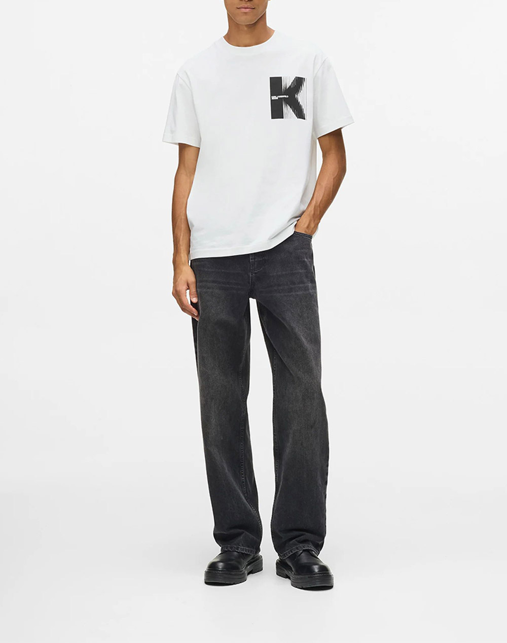 Karl Lagerfeld Jeans Klj Reg Ss K Logo Tee B1M17066-100 White ανδρικά ρούχα μπλούζες T-Shirt Politikos Shop Πολιτικός