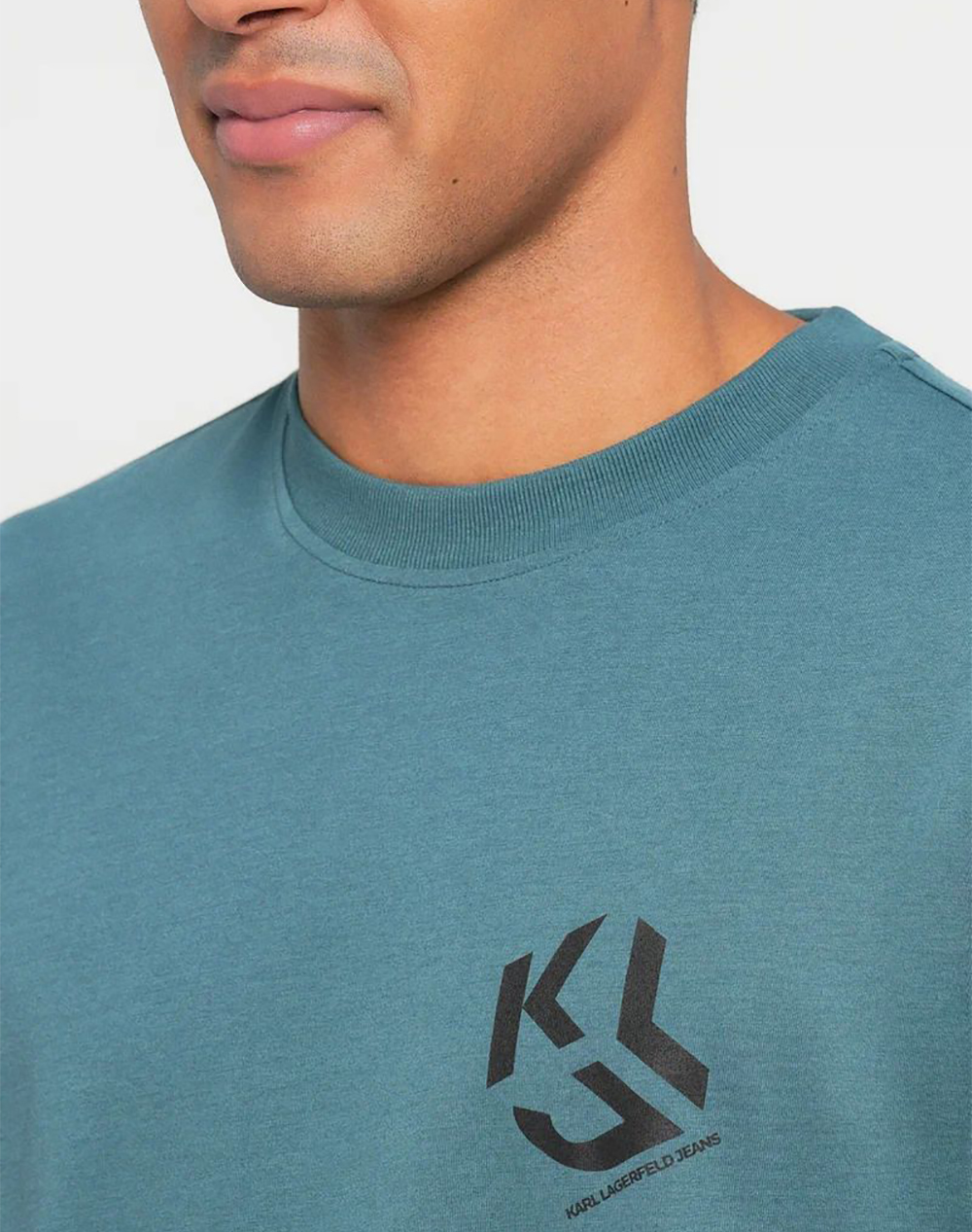 Karl Lagerfeld Jeans Klj Reg Monogram Tee A2M17072-2Id Petrol ανδρικά ρούχα μπλούζες T-Shirt Politikos Shop Πολιτικός