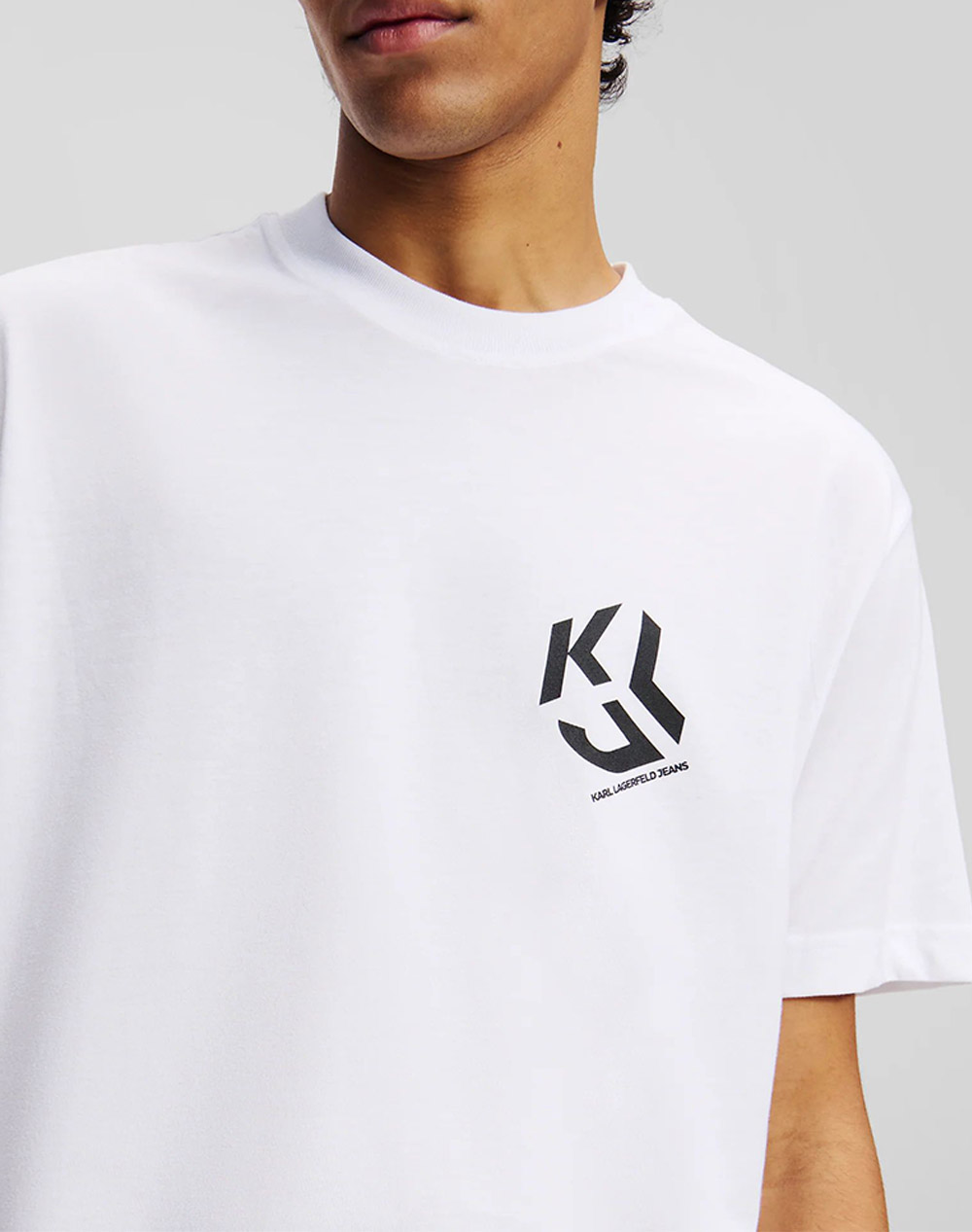 Karl Lagerfeld Jeans Klj Reg Monogram Tee A2M17072-100 White ανδρικά ρούχα μπλούζες T-Shirt Politikos Shop Πολιτικός