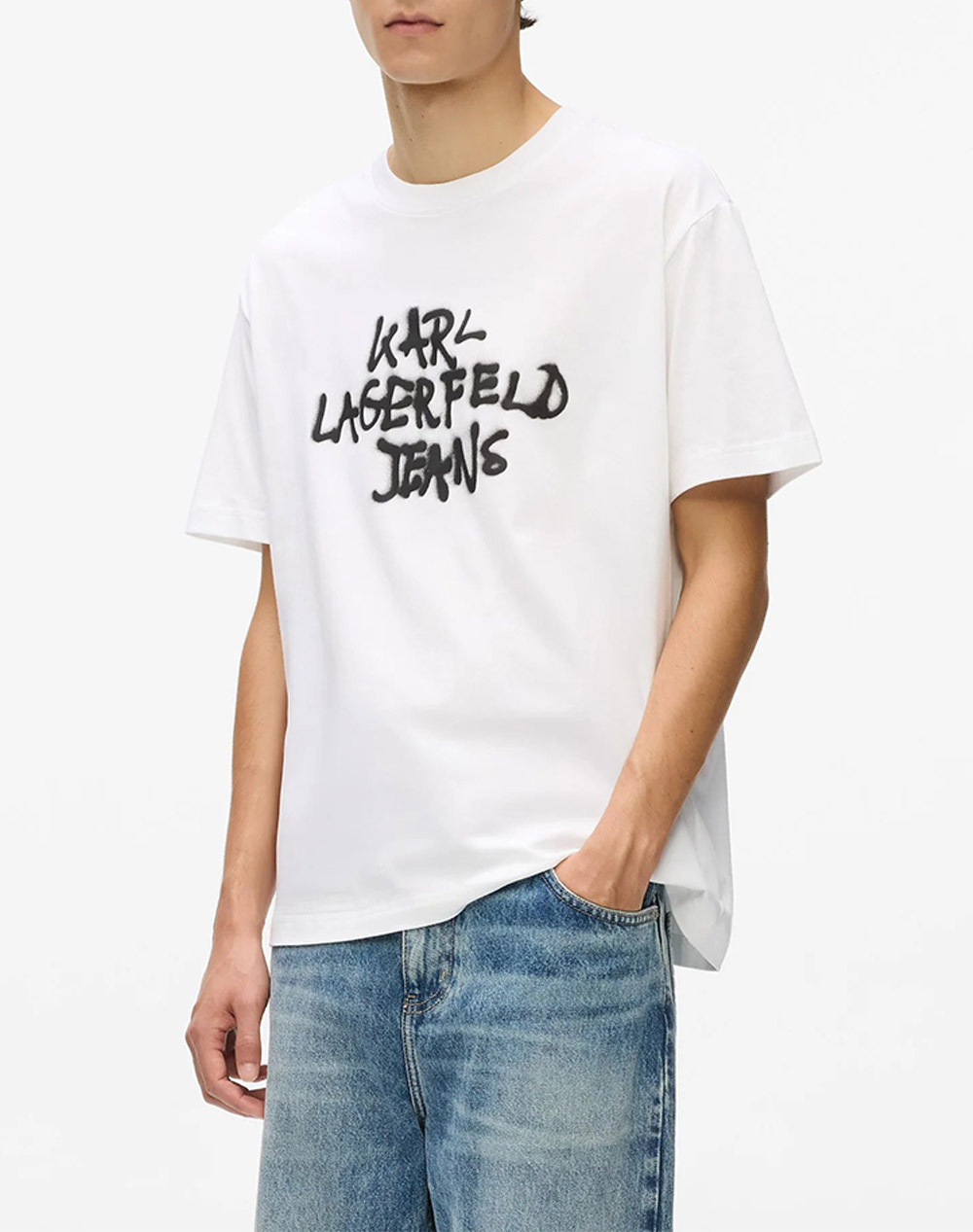 KARL LAGERFELD JEANS KLJ REG SS GRAFFITI TEE B1M17065-100 White
