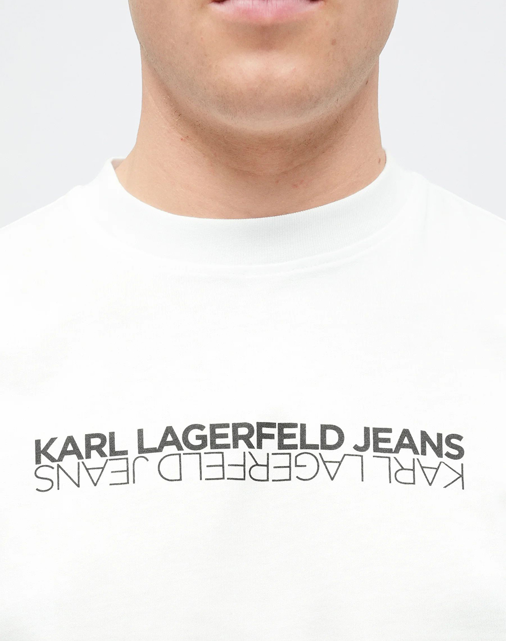 Karl Lagerfeld Jeans Klj Slim Ss Reflection Tee B1M17063-100 White ανδρικά ρούχα μπλούζες T-Shirt Politikos Shop Πολιτικός